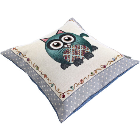 Housse de coussin 45x45 cm TASSO Chat polycoton acrylique (1/5)