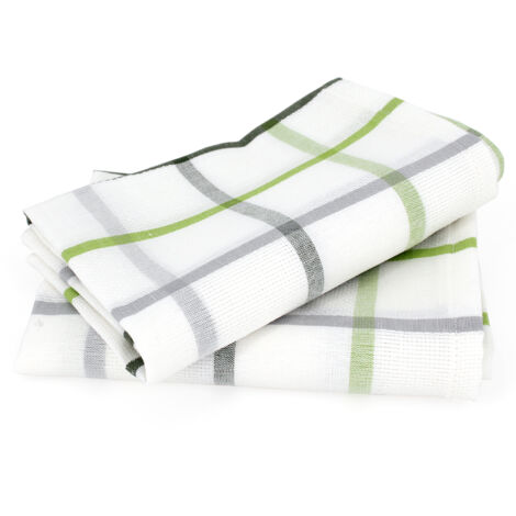 Lot de 2 torchons cuisine toile SQUARES LIN coton et lin