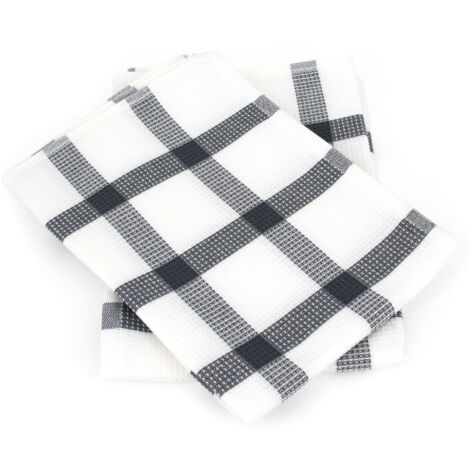 Lot de 2 torchons cuisine toile CHECKS 50x70 cm