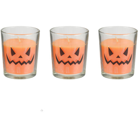 Lot de 3 bougies parfumées Vanille HALLOWEEN Jack (1/2)