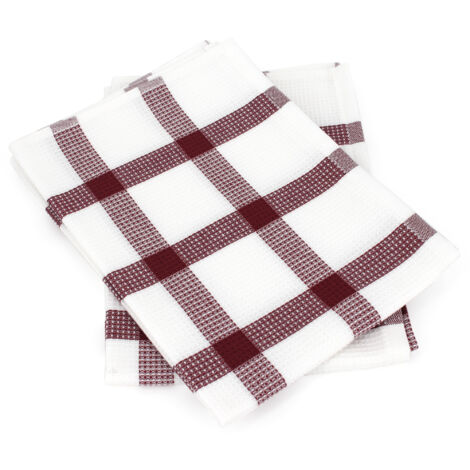 Lot de 2 torchons cuisine toile CHECKS 50x70 cm