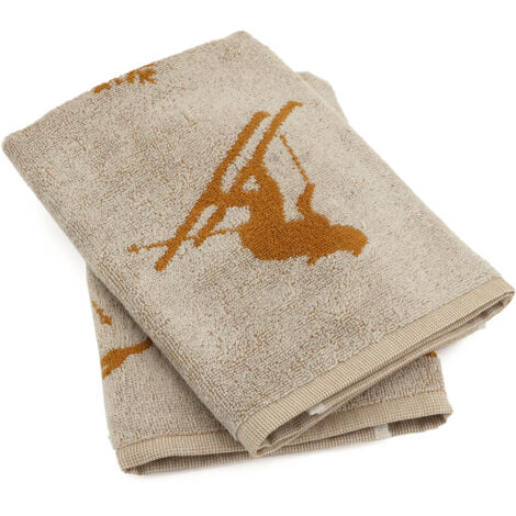 Lot de 2 torchons de cuisine éponge coton SKI 50x50 cm (1/5)