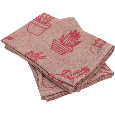 Lot de 2 torchons de cuisine toile coton CACTUS 50x70 cm