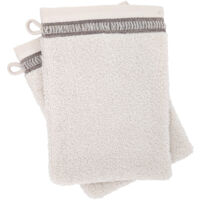 Lot de 2 gants de toilette pur coton 16x21 cm collection DRY beige