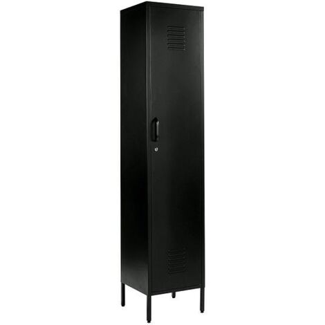 Black Metal Locker Storage Cabinet Cupboard Retro Vintage Narrow 4 Tier 180