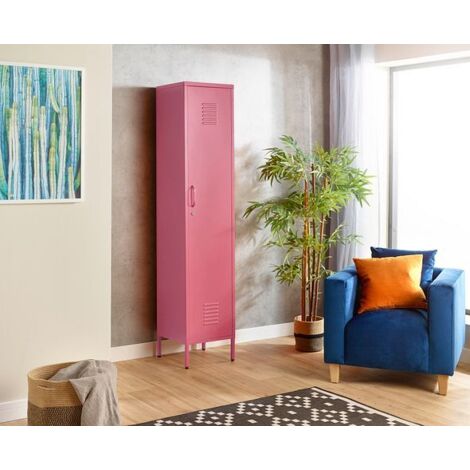 Pink Metal Locker Storage Cabinet Cupboard Retro Vintage Narrow 4 Tier 180 (1/3)