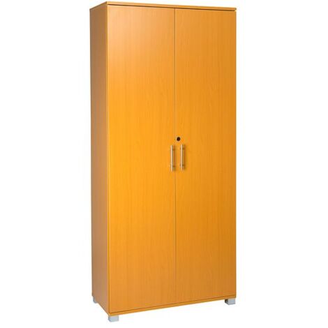 Beech wooden Filing cabinet with 4 shelves - 2 Door Lockable Filing Cabinet - Tall wood Office Storage Cupboard Organiser - Strong and Sturdy Shelving Unit 180cm(h) x 80cm(w) x 35cm(d)