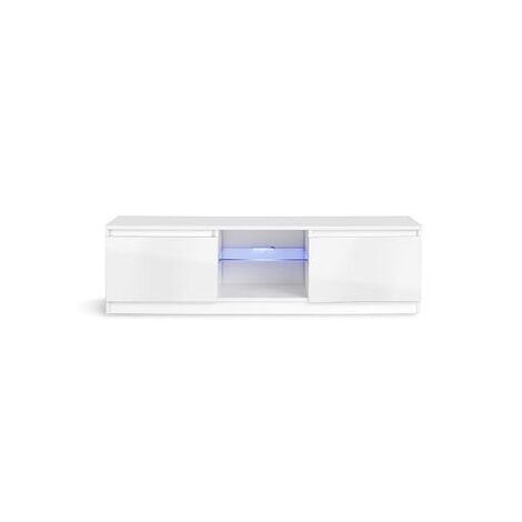 Modern White 140cm Matt Gloss TV Stand Cabinet Suitable for 40 49 50 55 65 Inch 4K LED Flat Screen TV's