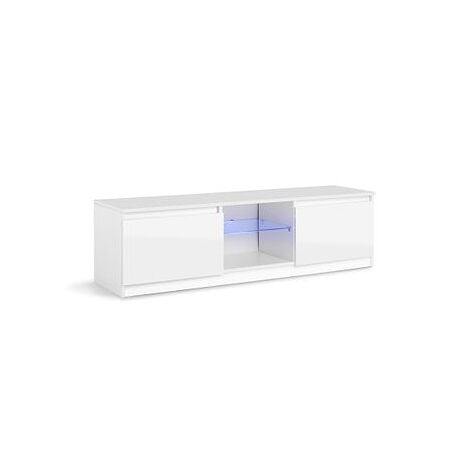 Modern White 140cm Matt Gloss TV Stand Cabinet Suitable for 40 49 50 55 65 Inch 4K LED Flat Screen TV's