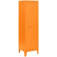 Orange Metal 2 Shelve Locker Cabinet, 1 Door Storage Cupboard for Home or Office