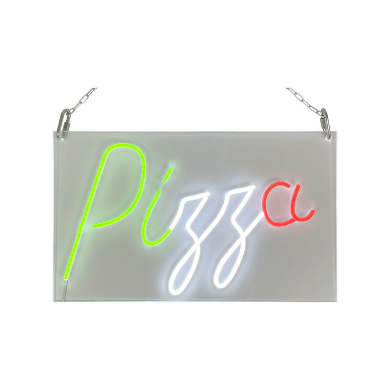 Enseigne Lumineuse Néon LED Pizza - Panneau Acrylique à Suspendre - 39x20cm
