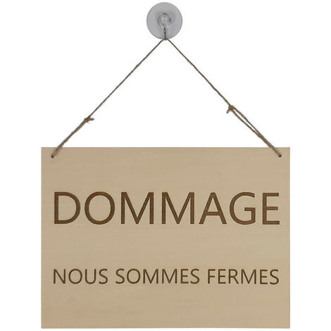 Panneau OPEN - CLOSED en bois brut format A4 avec fixation ventouse Résultats page pour