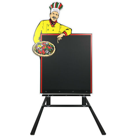 Panneau figurine "PIZZA" avec ardoise double face sur piètement ressorts (1/4)