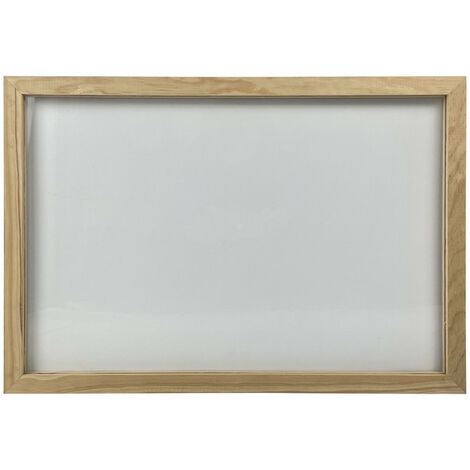 Cadre en bois brut dimensions 63 x 43 cm avec ardoise plexiglass transparente - Fabrication française (1/4)