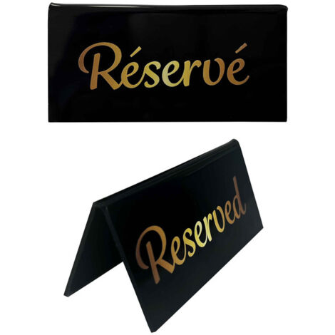 Chevalet de table en PVC noir Réservé - Reserved dimensions 10 x 5 cm - Lot de 10 (1/3)
