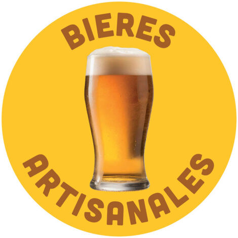 Adhésif vitrophanie "BIERES ARTISANALES" de diamètre 30 cm (pose intérieure) (1/4)