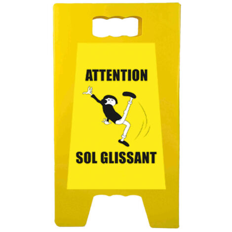 Chevalet de signalisation "ATTENTION SOL GLISSANT" de dimensions 55 x 31 cm (1/4)