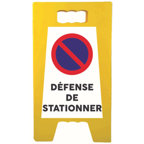 Chevalet de signalisation "DÉFENSE DE STATIONNER" de dimensions 55 x 31 cm