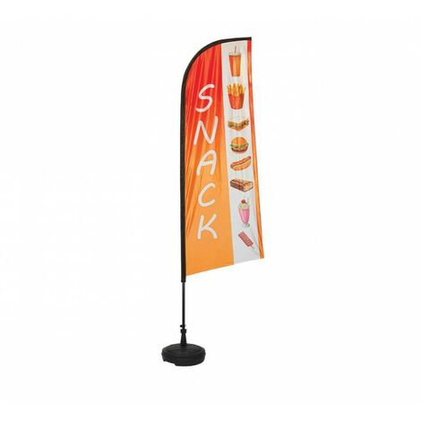 Drapeau publicitaire NEW SNACK de dimensions 270 x 100 cm Résultats