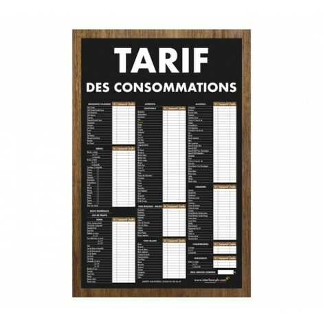Ardoise double face TARIF DES CONSOMMATIONS traditionnel dimensions 61 x 41 cm (1/4)