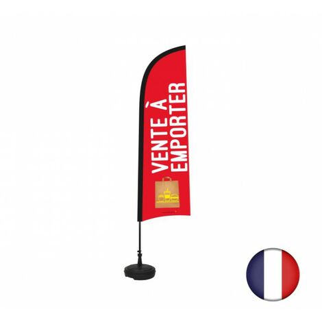 Drapeau Publicitaire OCCASION 255x60 Cm Avec Mât 3m50 Et Socle Plastique - Oriflamme Promotion