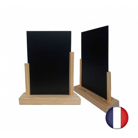 Porte menu de table en bois brut avec ardoise format A5 - Lot de 2 - Fabrication française (1/3)