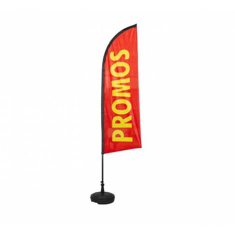Drapeau PROMOS de dimensions 225 x 85 cm avec son kit socle plastique et mât (1/3)