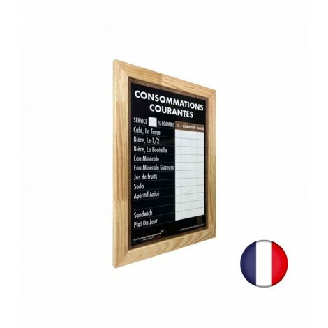 Panneau Bois Brut Tarif Des Consommations 61x41cm - Cadre Affichage Prix Boissons