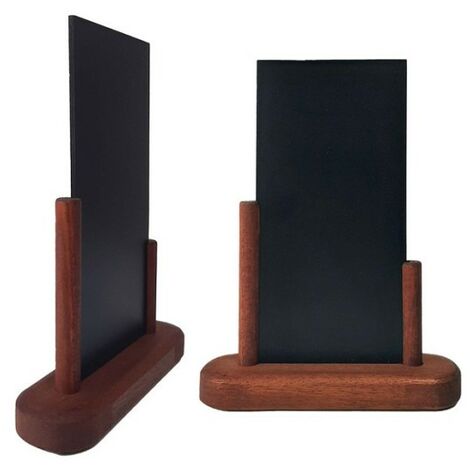 Porte menu de table en bois couleur acajou avec ardoise 20 x 10 cm - Lot de 2 (1/3)