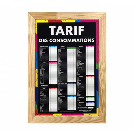 Panneau double face TARIF DES CONSOMMATIONS moderne dimensions 61 x 41 cm (1/5)