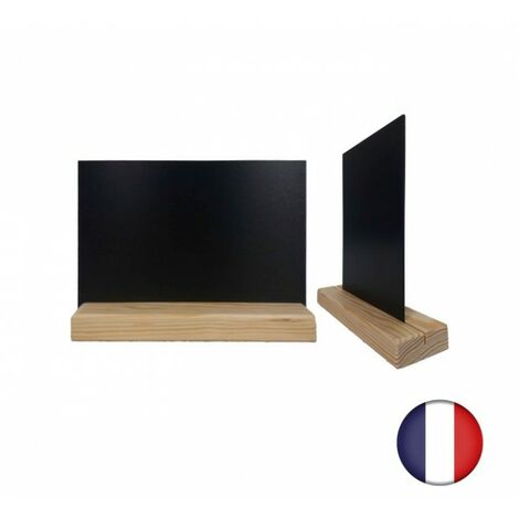 Porte menu de table en bois brut dimensions 21 x 6,5 x 2,4 cm avec ardoise A5 - Lot de 2 (1/5)