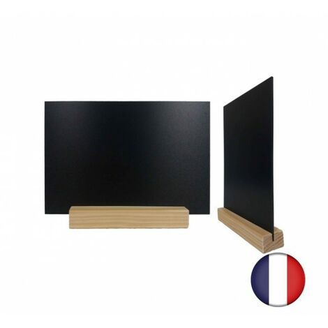 Porte menu de table en bois brut dimensions 15 x 3,6 x 2,3 cm avec ardoise A5 - Lot de 2 (1/5)