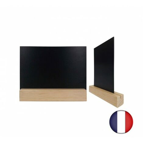 Porte menu de table en bois brut dimensions 21 x 3,6 x 3,6 cm avec ardoise A5 - Lot de 2 (1/5)