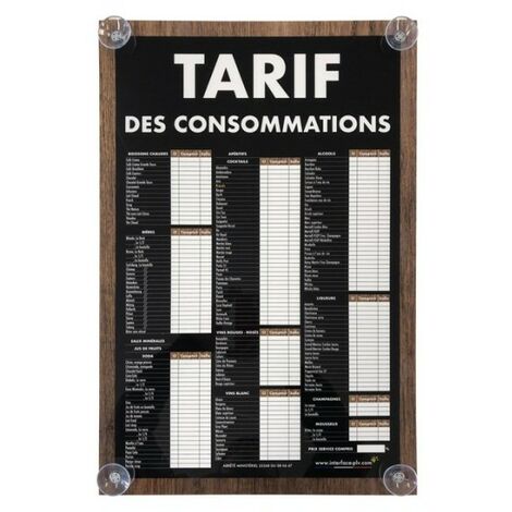Panneau CONSOMMATIONS COURANTES traditionnel 60x40 cm avec fixation ventouses (1/3)