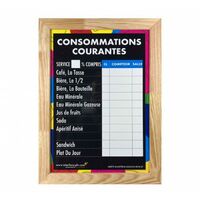 Panneau avec ardoise CONSOMMATIONS COURANTES moderne dimensions 61 x 41 cm