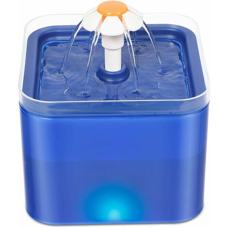 Fontaine à Eau pour Animaux de Compagnie, Distributeur Automatique Deau pour Chien de Chat 2L, Système de Filtration Quadruple, avec Lumière LED et Fenêtre Visible