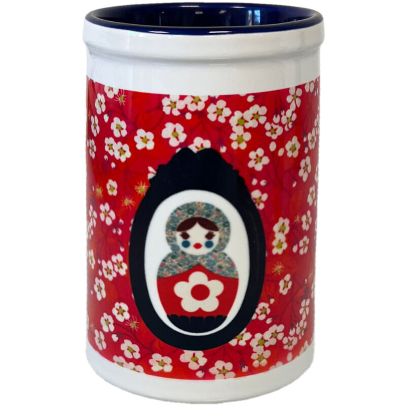 Porte-Ustensiles De Cuisine En Céramique Rayé - Pot De Rangement Pour Couverts, Baguettes, Spatules, Design épuré Avec Bac De Vidange - 14