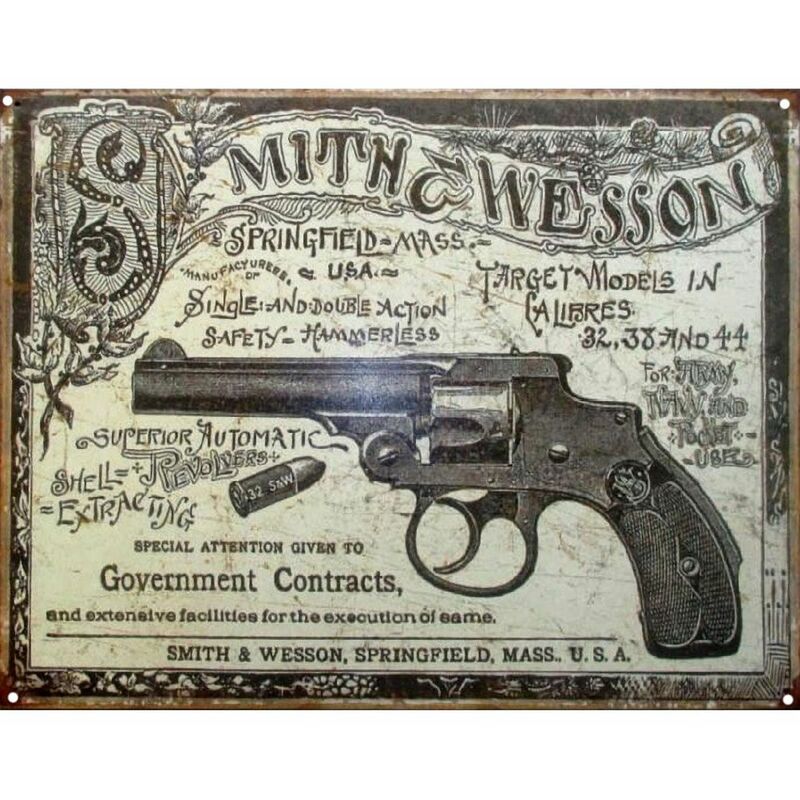 Plaque métallique Rectangulaire Smith and Wesson 40.5 x 31.5 cm