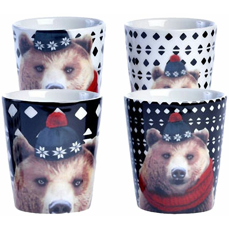 Set De 4 Mugs Excelsa "Gnomo" - Pierre De Lave (Stoneware) - Capacité 380 Ml - Micro-ondes Et Lave-vaisselle