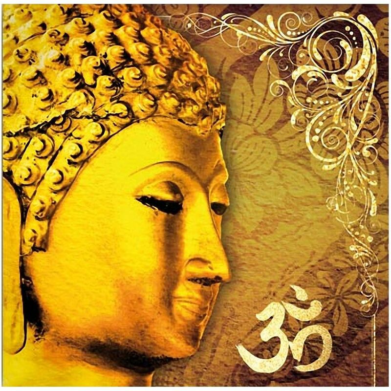 Cadre Mural Bouddha Jaune 40x40 Cm En Toile Et Bois Par STC – Déco Zen Et Apaisante