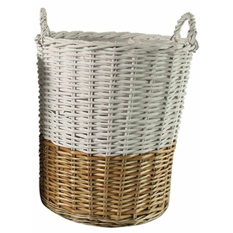 Corbeille en rotin beige avec anse