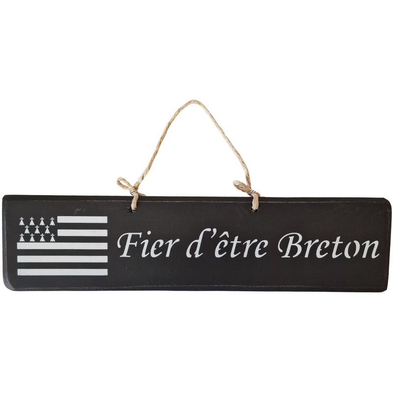 Plaque Décorative En Bois Blanc "Fier D'être Breton" - Décoration Murale Qualiart