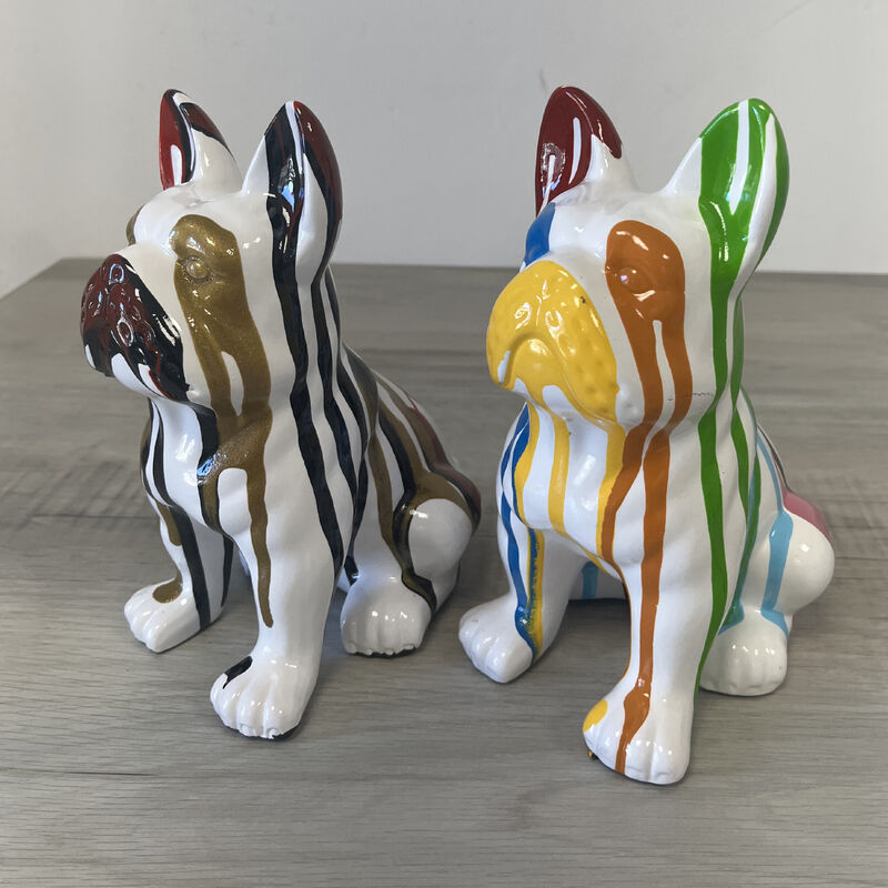 Statue Décorative Bouledogue Français En Résine Dorée – Hauteur 50 Cm – Neuf Sous Emballage
