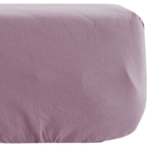 Drap housse couleur prune en percale de coton 80 fils 90 x 190 (1/2)
