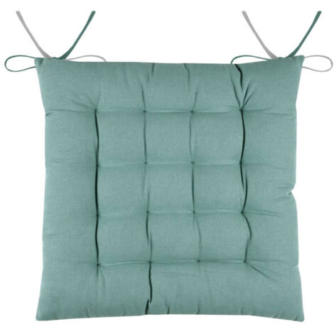 Coussin de chaise bicolore réversible en coton jade et perle (1/3)