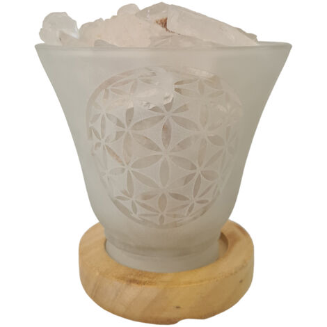 Lampe Cristal de Roche 12 cm - Fleur de Vie (1/2)