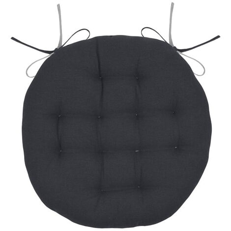 Coussin de chaise ronde réversible anthracite et gris