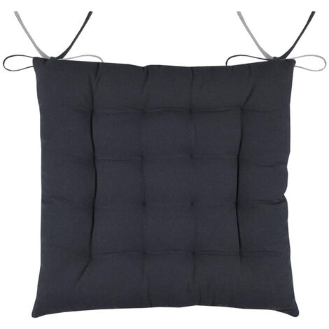 Coussin de chaise bicolore réversible en coton anthracite (1/3)