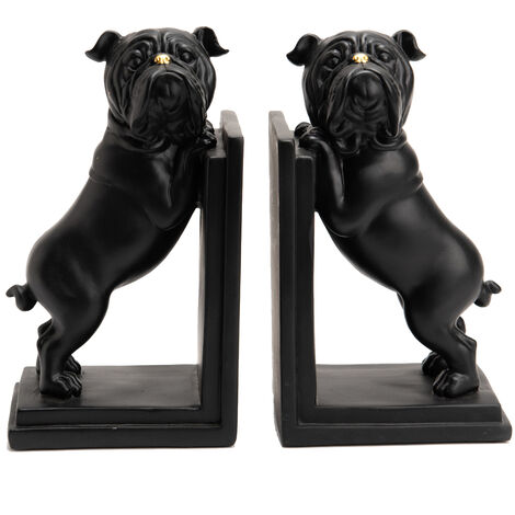 Serre-livre bulldog noir en polyrésine – Hauteur 24 cm – Largeur 13.5 cm – Décoration originale pour bibliothèque – Amadeus