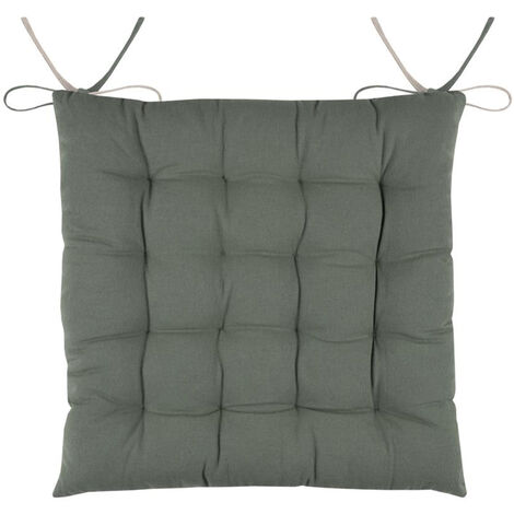 Coussin de chaise bicolore réversible en coton vert et lin